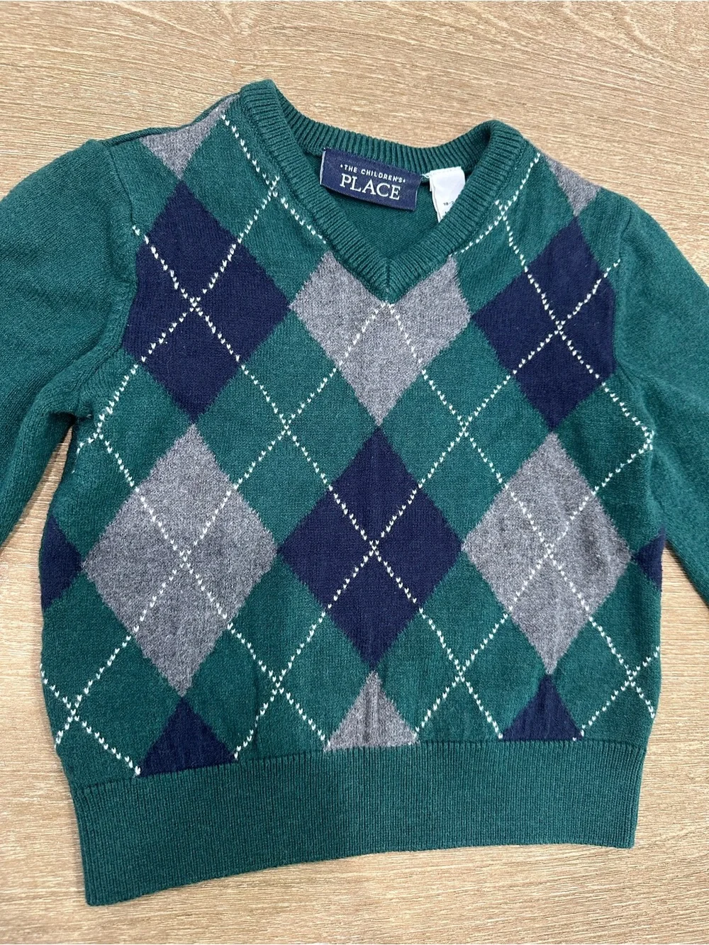 Tea Collection Kids Green & Navy Argyle Knit Sweater